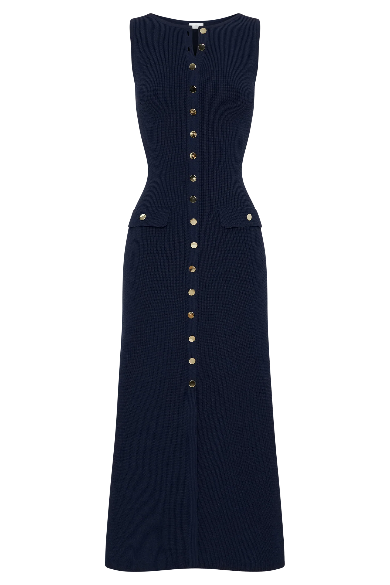 Knitted Buttoned Long Dress