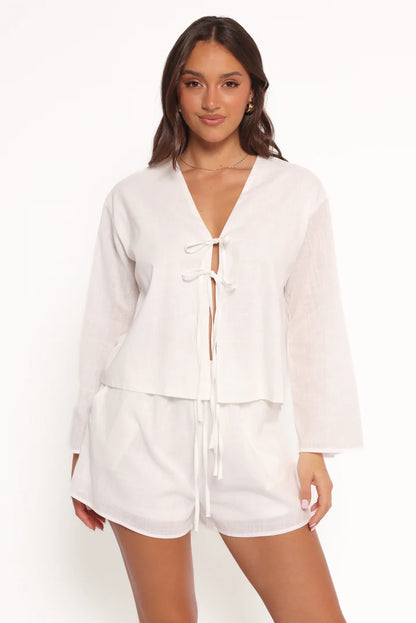 Bell Sleeve Tied Top
