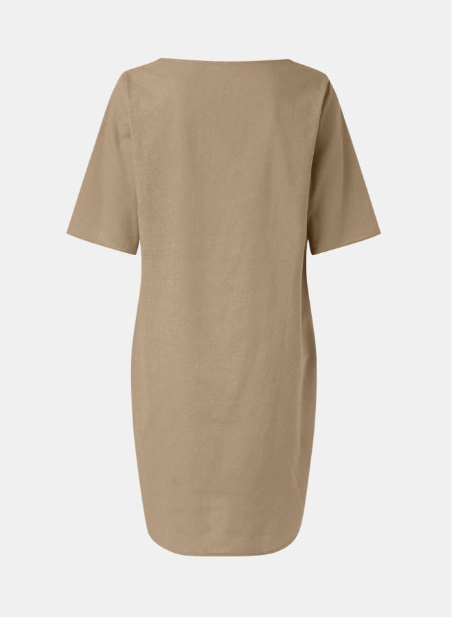 100% Cotton/Linen Pleated Pocket Dress
