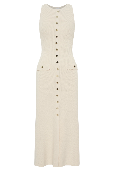 Knitted Buttoned Long Dress
