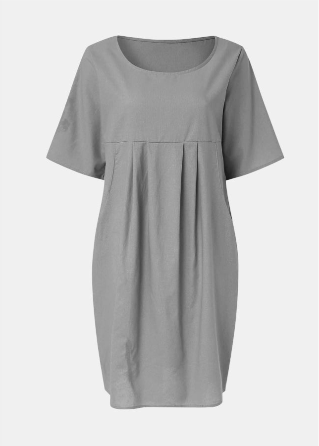 100% Cotton/Linen Pleated Pocket Dress