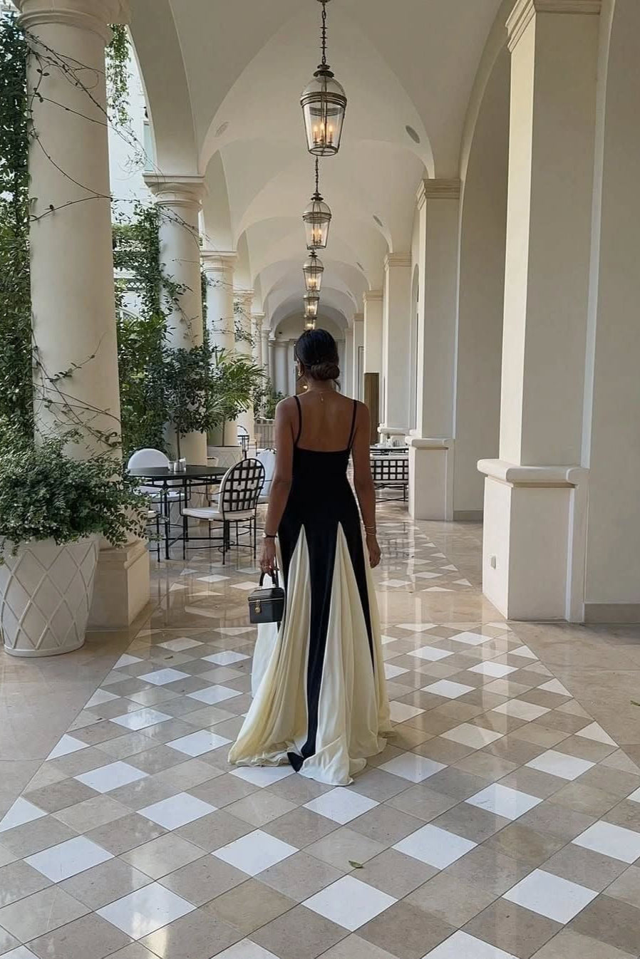 Black & White Backless Dress