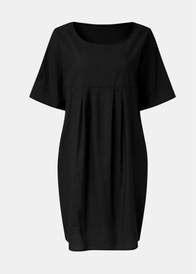 100% Cotton/Linen Pleated Pocket Dress